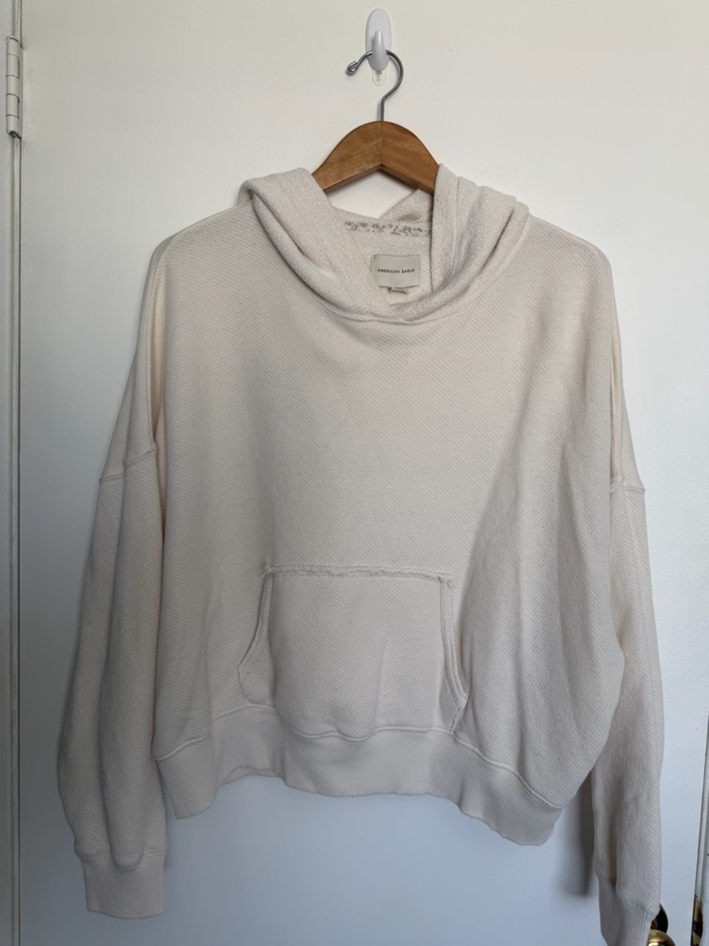 AE American Eagle Outfitters Women’s Cream/Ivory Pullover Terry Hoodie Sweater